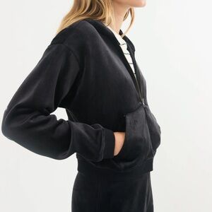 Marine Layer Cord Velour Cropped Zip Up Hoodie